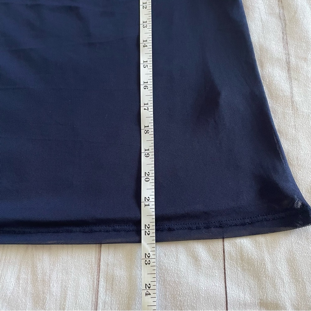 Halogen Mesh Sleeveless Top Women’s S Navy Blue Cowl Neck Layered Career Office - Picture 9 of 11